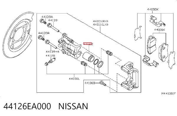Pistão de suporte do freio traseiro 44126EA000 Nissan/Infiniti