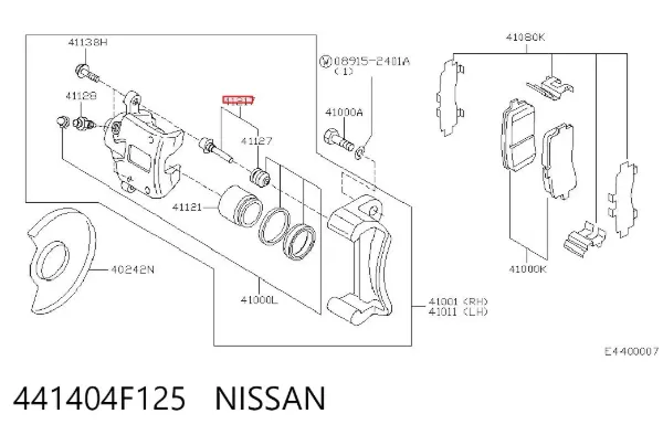 Kit de reparação de suporte do freio traseiro 441404F125 Nissan/Infiniti