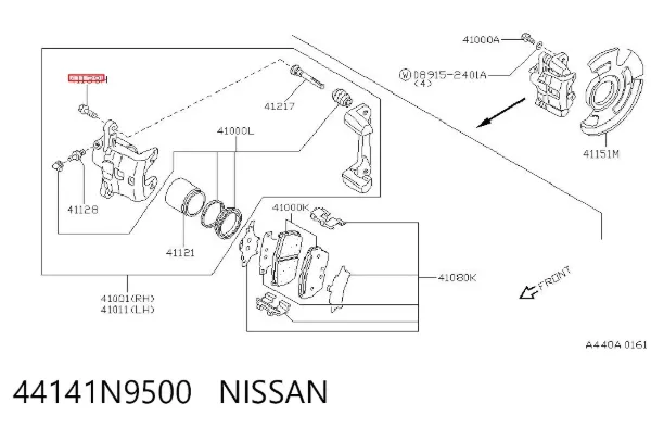 Parafuso do freio de suporte 44141N9500 Nissan/Infiniti