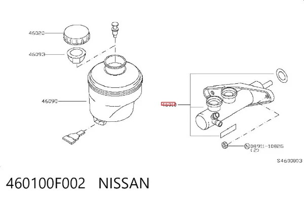 Cilindro mestre do freio 460100F002 Nissan/Infiniti