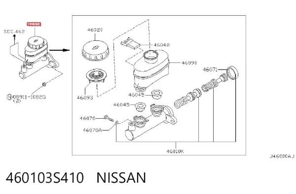 Cilindro mestre do freio 460103S410 Nissan/Infiniti