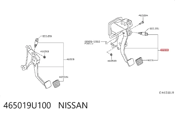 Pedal do freio 465019U100 Nissan/Infiniti