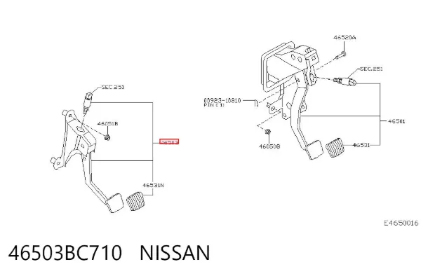 Pedal de embraiagem 46503BC710 Nissan/Infiniti