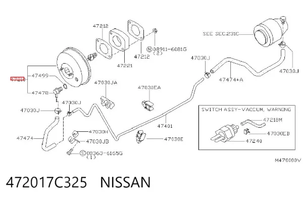 Reforçador dos freios a vácuo 472017C325 Nissan/Infiniti