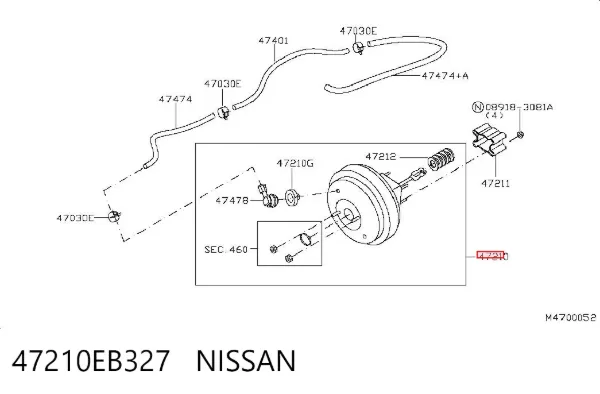 Reforçador dos freios a vácuo Nissan Pathfinder R51M