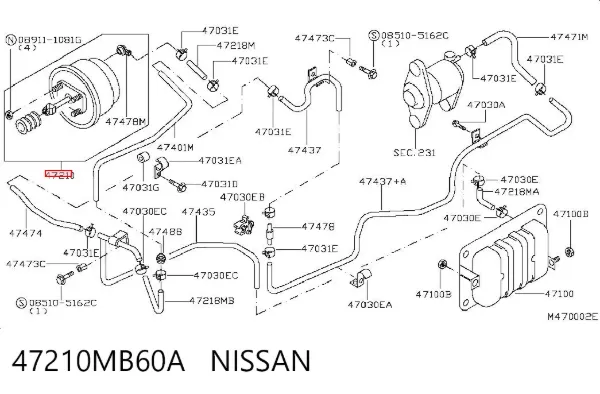 Reforçador dos freios a vácuo 47210MB60A Nissan/Infiniti