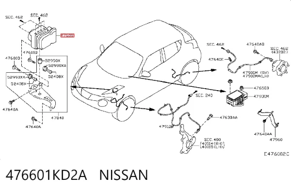 Unidade hidráulico de controlo ABS 476601KD2A Nissan/Infiniti