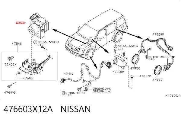 Unidade hidráulico de controlo ABS 476603X12A Nissan/Infiniti