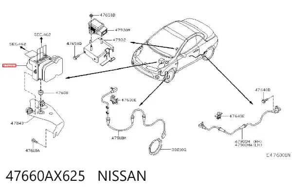Unidade hidráulico de controlo ABS 47660AX625 Nissan/Infiniti