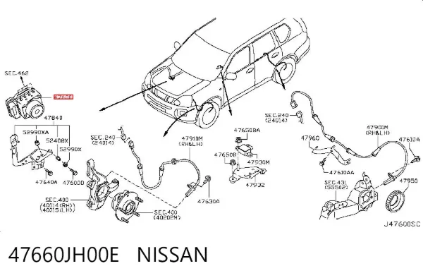 Unidade hidráulico de controlo ABS 47660JH00E Nissan/Infiniti