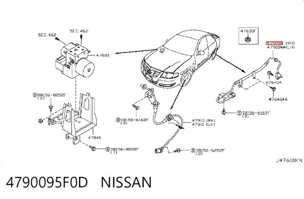 Sensor ABS traseiro direito 4790095F0D Nissan/Infiniti