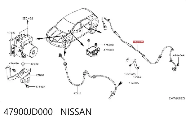 Sensor ABS traseiro 47900JD000 Nissan/Infiniti