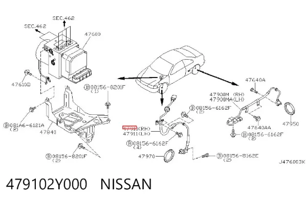 Sensor ABS dianteiro direito 479102Y000 Nissan/Infiniti