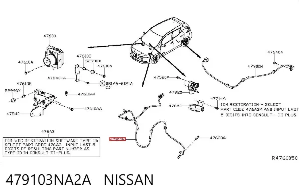 Sensor dianteiro de ABS 479103NA2A Nissan/Infiniti