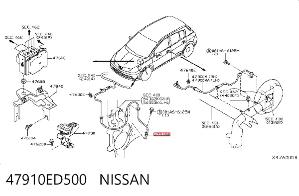 Sensor dianteiro de ABS 47910ED500 Nissan/Infiniti
