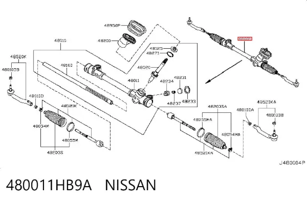 Cremalheira da direção 480011HB9A Nissan/Infiniti