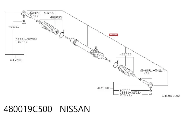 Cremalheira da direção 480019C500 Nissan/Infiniti
