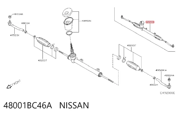 Cremalheira da direção 48001BC46A Nissan/Infiniti