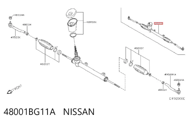 Cremalheira da direção 48001BG11A Nissan/Infiniti