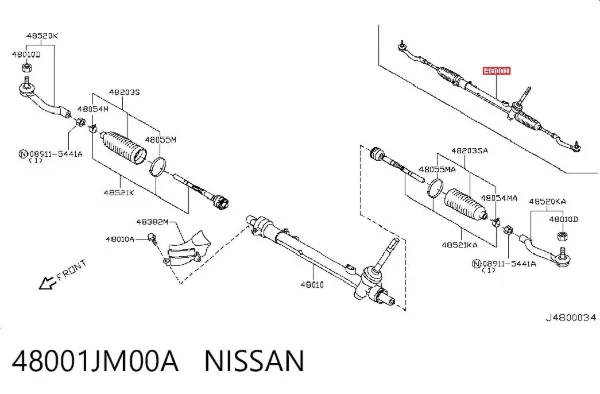 Cremalheira da direção 48001JM00A Nissan/Infiniti