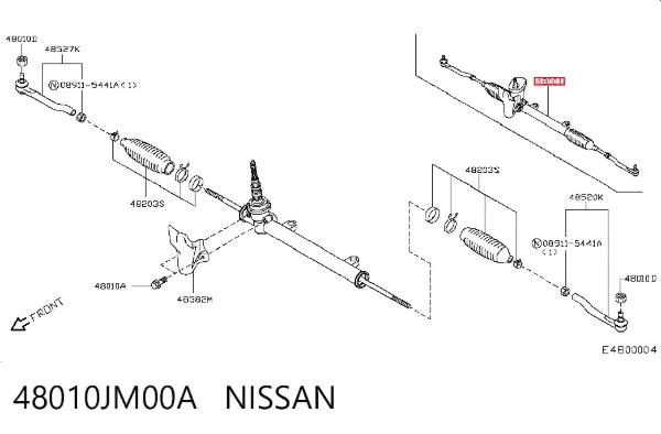 Cremalheira da direção 48010JM00A Nissan/Infiniti