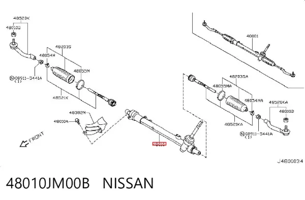 Cremalheira da direção 48010JM00B Nissan/Infiniti