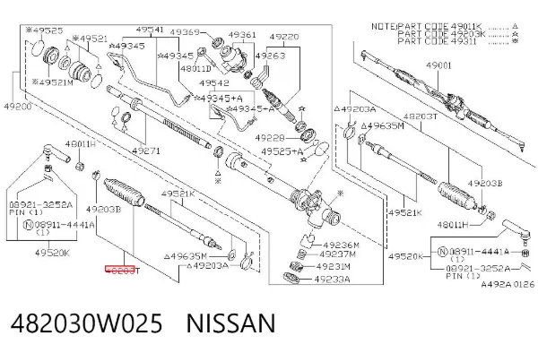 Bota de proteção do mecanismo de direção (de cremalheira) Nissan Pathfinder R50