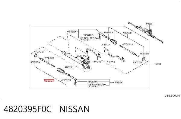 Bota de proteção do mecanismo de direção (de cremalheira) 4820395F0C Nissan/Infiniti