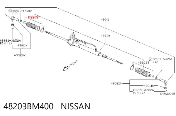 Bota de proteção do mecanismo de direção (de cremalheira) 48203BM400 Nissan/Infiniti