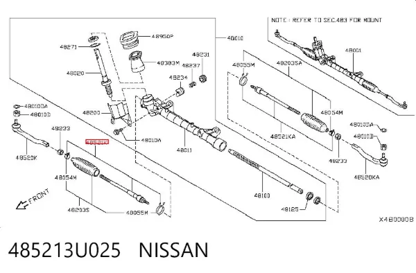 Tração de direção 485213U025 Nissan/Infiniti