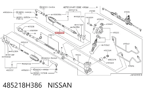 Tração de direção 485218H386 Nissan/Infiniti
