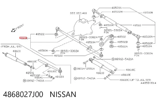 Tração de direção montada 4868027J00 Nissan/Infiniti