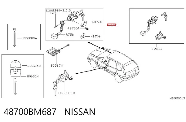 Fecho de ignição 48700BM687 Nissan/Infiniti