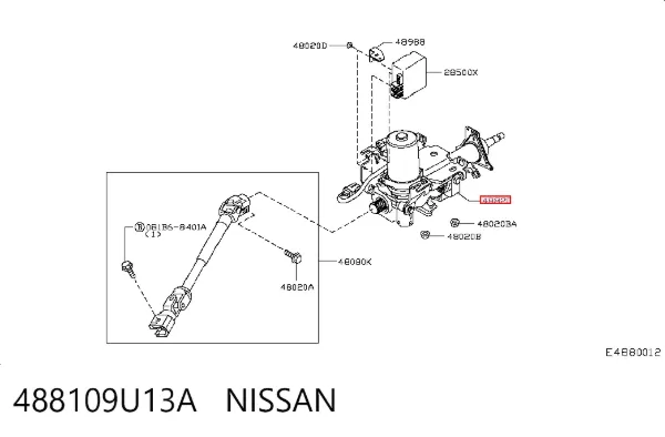 Coluna da direção 488109U13A Nissan/Infiniti