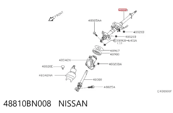Coluna da direção 48810BN008 Nissan/Infiniti