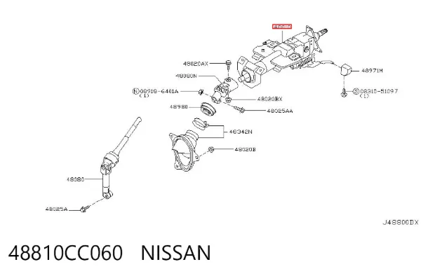 Coluna da direção Nissan Murano Z50