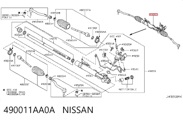 Cremalheira da direção Nissan Murano Z51