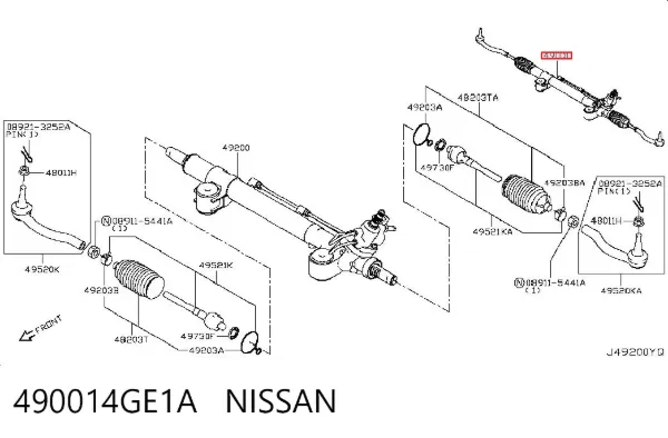 Cremalheira da direção 490014GE1A Nissan/Infiniti