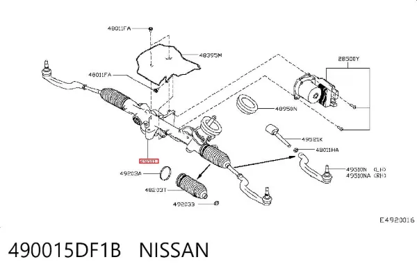 Cremalheira da direção 490015DF1B Nissan/Infiniti