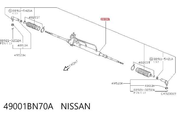 Cremalheira da direção 49001BN70A Nissan/Infiniti
