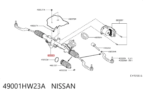 Cremalheira da direção 49001HW23A Nissan/Infiniti