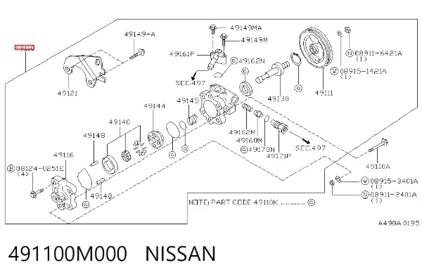 Bomba da Direção hidrâulica assistida Nissan Sunny III