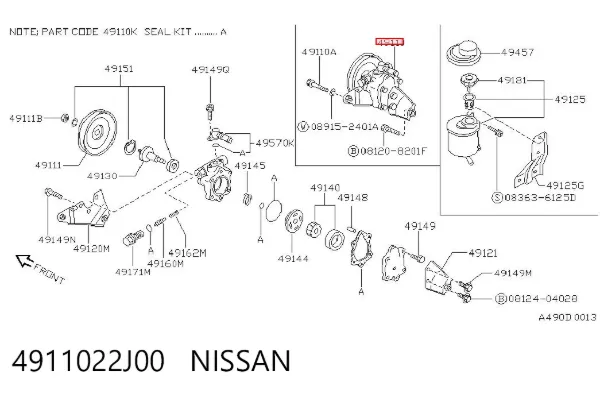 Bomba da Direção hidrâulica assistida 4911022J00 Nissan/Infiniti