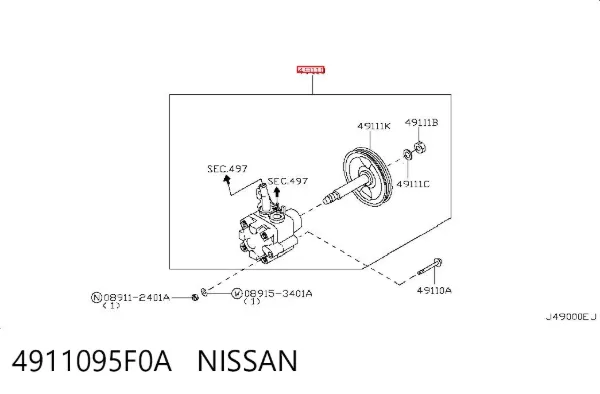 Bomba da Direção hidrâulica assistida 4911095F0A Nissan/Infiniti