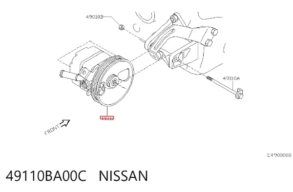 Bomba da Direção hidrâulica assistida 49110BA00C Nissan/Infiniti