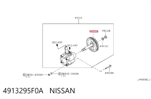 Polia de bomba da Direção hidrâulica assistida 4913295F0A Nissan/Infiniti