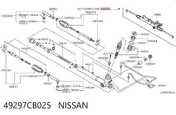 Kit de reparação da cremalheira da direção (do mecanismo), (kit de vedantes) Nissan Murano Z50