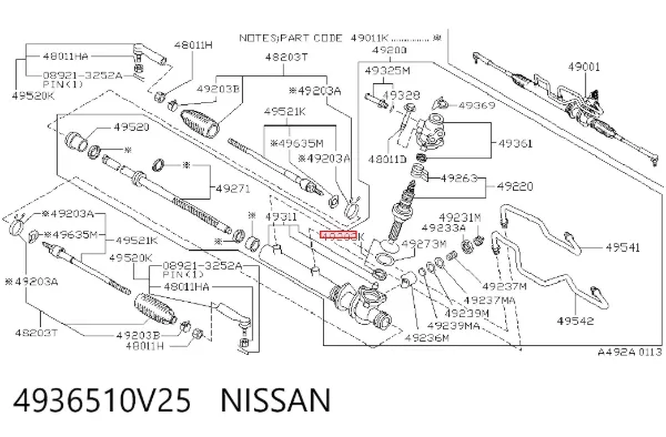 Kit de reparação da cremalheira da direção (do mecanismo), (kit de vedantes) Nissan Sunny III
