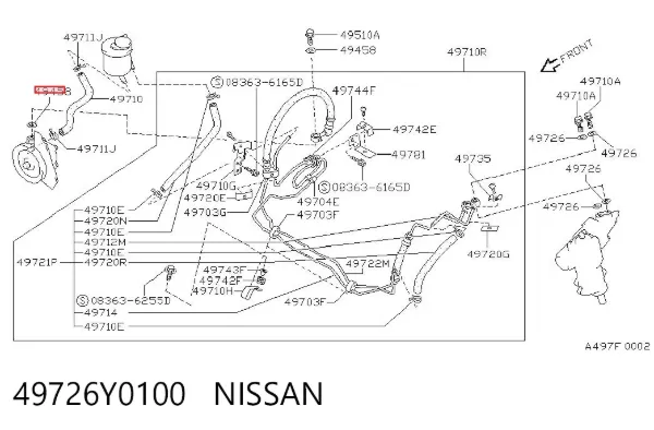 Vedante de rolha de panela de motor 49726Y0100 Nissan/Infiniti