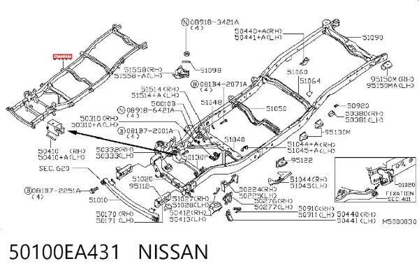 Chassi de carroçaria 50100EA431 Nissan/Infiniti